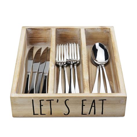 Karisky 3 Compartments Drawer Organizer Farmhouse Wood Cutlery Tray for ...