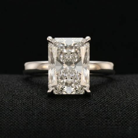 3.60 CT Radiant Cut Solitaire Diamond Ring with Hidden Halo | Platinum ...
