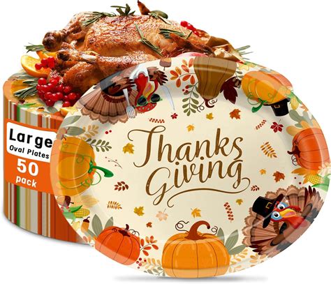 Amazon.com: Suttmin 100 Pcs Fall Oval Paper Plates 10" x 12" Disposable ...