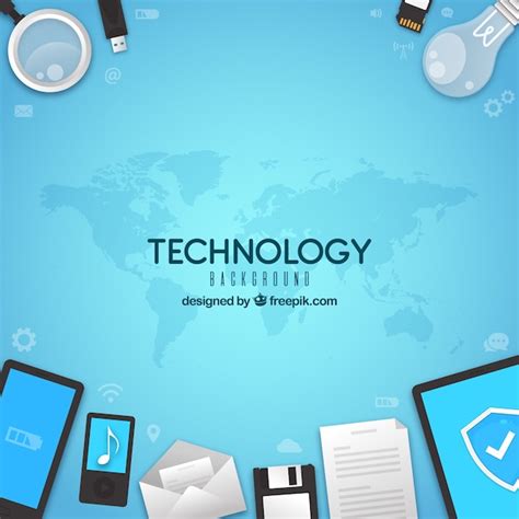 Technology elements background in flat style | Free Vector