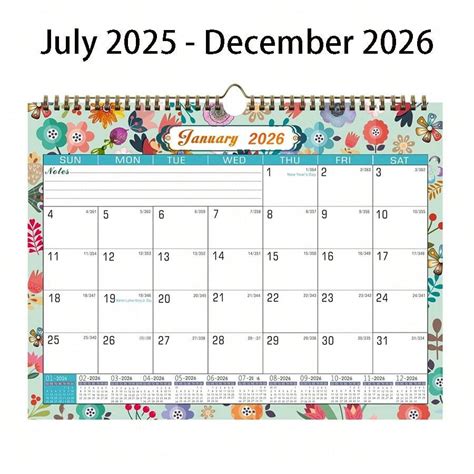 1pc 2026 Minimalist Spring Floral Design Wall Calendar, 13"X10", July ...
