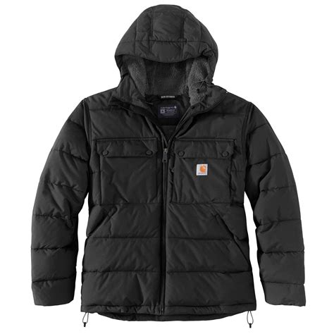 Carhartt Men's Snap Button Hooded Drawstring Matte Black Rain Jacket ...