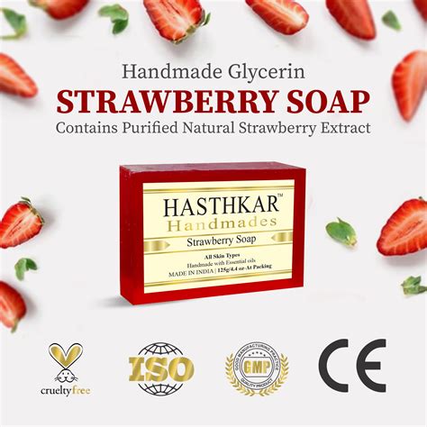 Hasthkar Handmade Glycerine Strawberry Soap- 125gm - BuyPureNaturals ...
