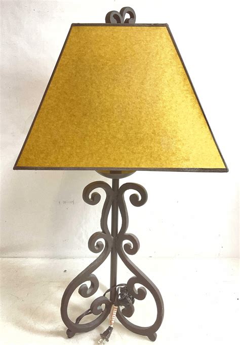 Lot - Pair Of Wrought Iron Table Lamps w/ Shades