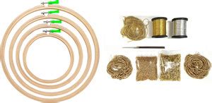 rawzone Aari Kit With Wooden Embroidery Hoop/Ring Sizes (7,8,9,12 ...