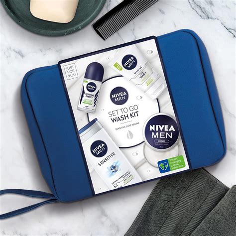 NIVEA MEN Set To Go Wash Kit Gift Set (5 Pieces) - Shower Gel, Face ...