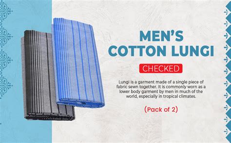 TUNI MANI Men's Cotton Lungi Stitched Ring Design/Blue & Black/Length ...