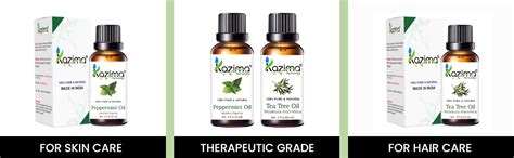 Buy KAZIMA Natural Peppermint Oil and Tea Tree Oil with Dropper Combo ...