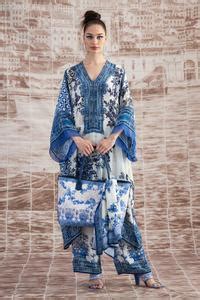 Buy White Printed And Embellished Vintage & Bead Olivia Silk Kaftan For ...