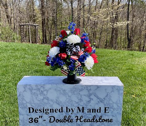Patriotic Red, White and Blue Cemetery Vase, Vase, Memorial Cemetery ...