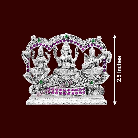 Ganpati Laxmi Saraswati Statue Set in Sterling Silver online