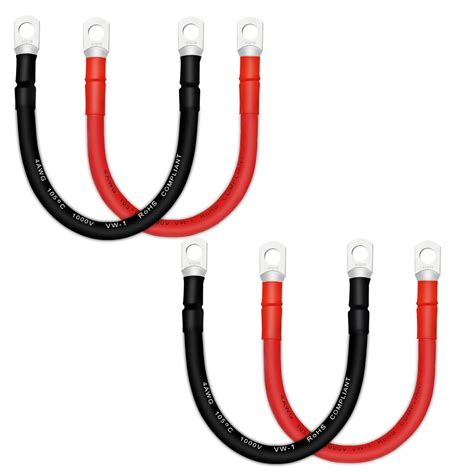 Battery Cable 4 AWG Battery Cables with Terminals 4PCS Copper Battery ...
