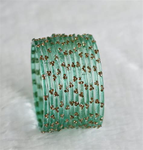 Set of 12 sea green glass bangles(2.6) dj-49629 – dreamjwell