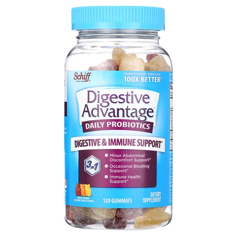 Schiff Digestive Advantage Daily Probiotic Gummies for Adults, Gut ...