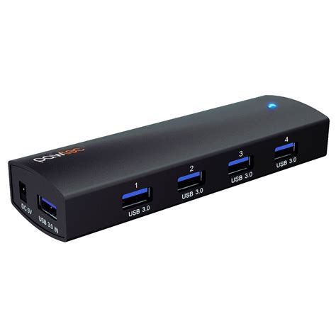 Pawtec Powered 4-Port Aluminum USB 3.0 SuperSpeed Powered Hub Compact ...
