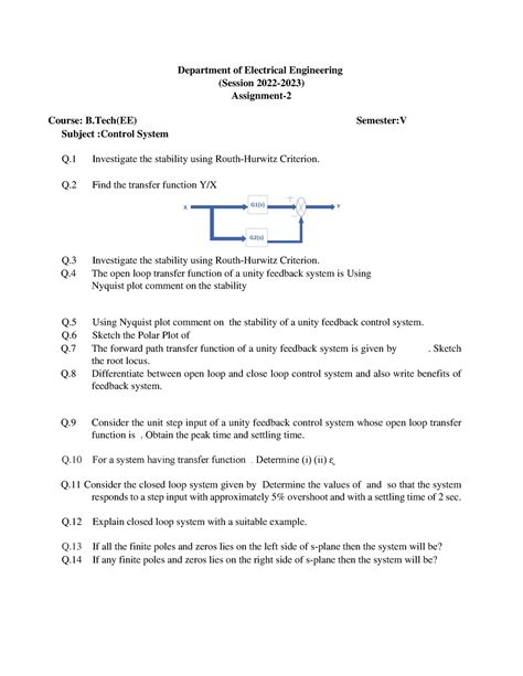 Control system assignments - Department of Electrical Engineering ...