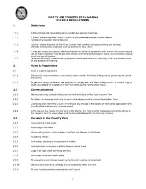 Fillable Online Basildon District Council - Marina Rules and ...