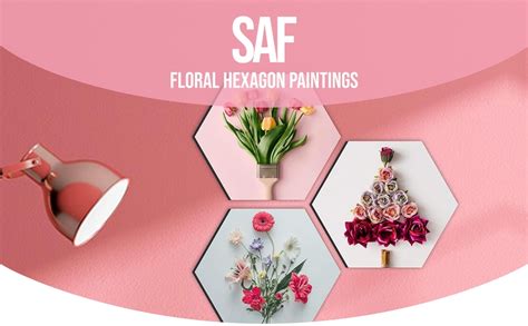 SAF paintings Preety Flower and Leaf in Cone Pot 3 Pieces UV Textured ...