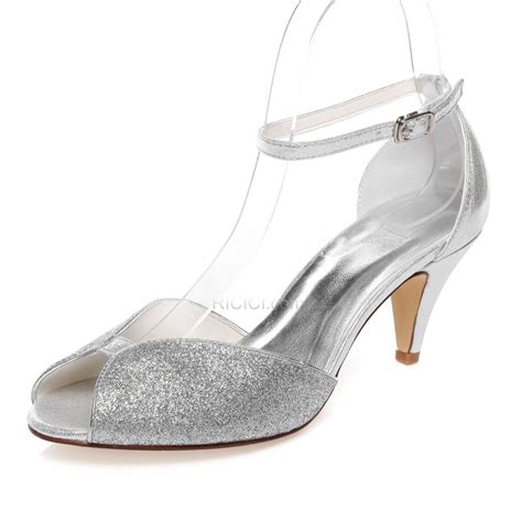 Silver Low Heel Pumps