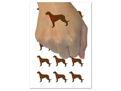 Irish Wolfhound Dog with Heart Temporary Tattoo Water Resistant Fake ...