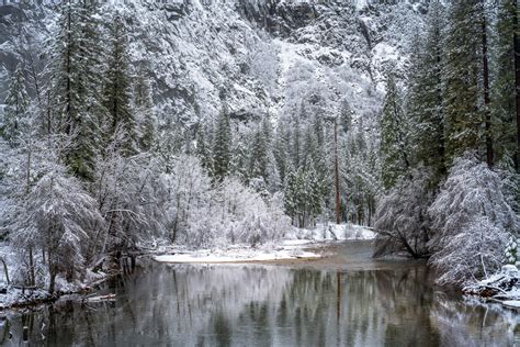 The Merced River in Yosemite in Winter with Snow Photo Print | Prints ...