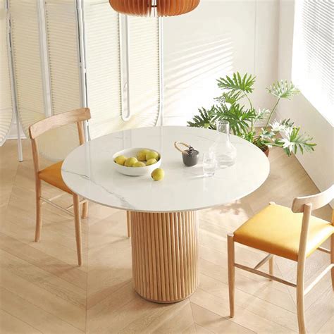 Nismaaya Gabe Marble Top White Oak Round Dining Table – Nismaaya Decor