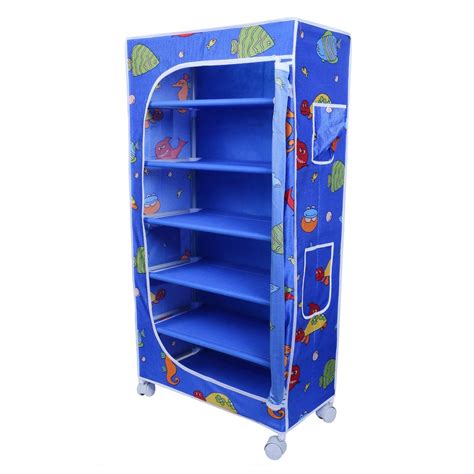 Little One's | 6 Shelves Baby Foldable Wardrobe | Aquatic Blue (Made in ...