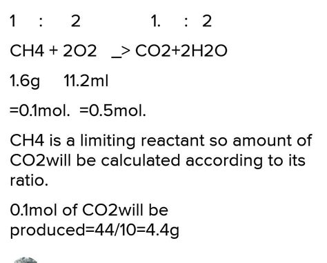 calculate amount of CO2 produced when 1.6g of methane (CH4) is burned ...
