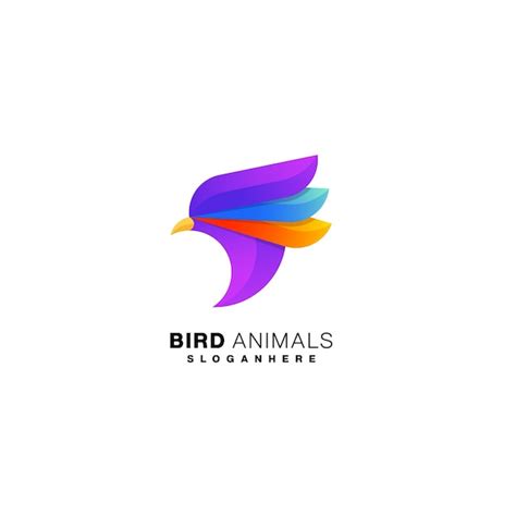 Gradient de vecteur de conception colorée de logo d'oiseau de tête ...