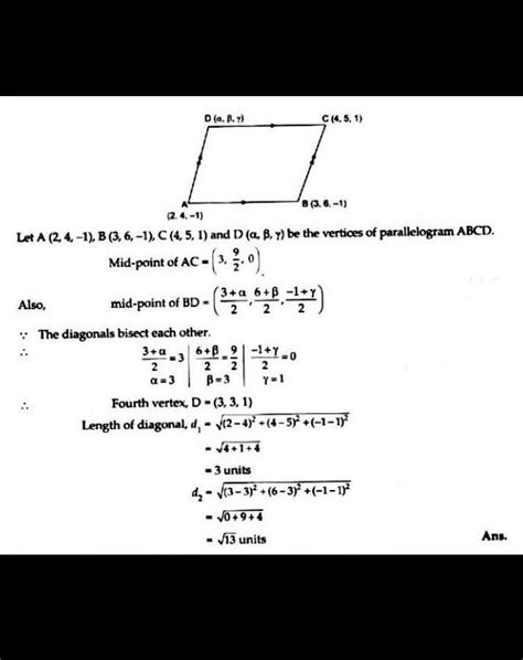 Find the fourth vertex of the parallelogram whose consecutive vertices ...