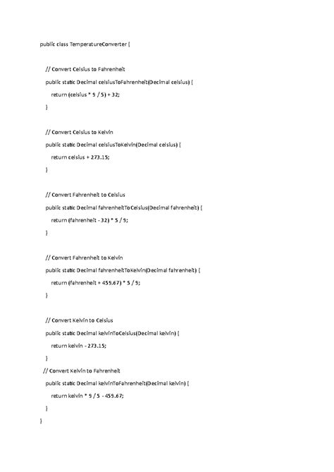 Apex Codes of Cloud computing - public class TemperatureConverter ...