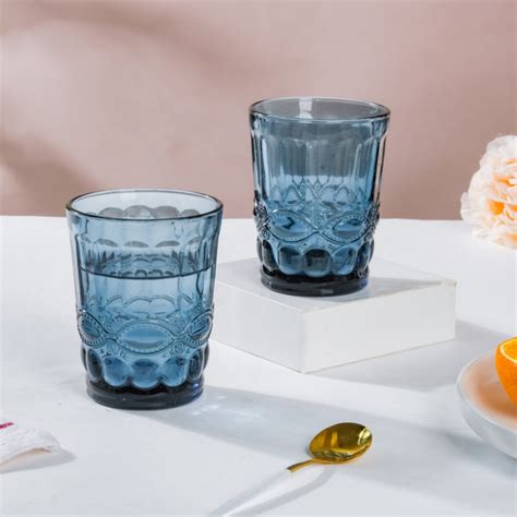 Everyday Drinking Glass Blue Set Of 6 250 ml Online - Premium Tumbler ...