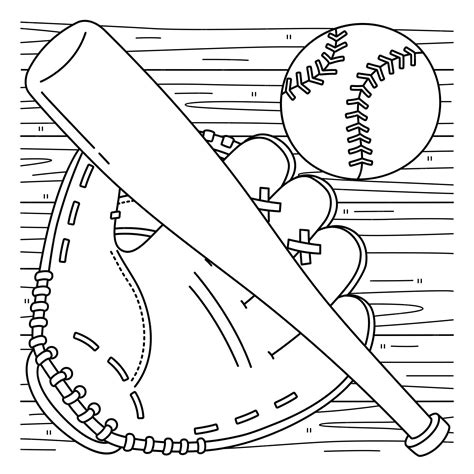 Premium Vector | Baseball Equipment Coloring Page for Kids