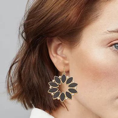 Emberly Gold Tone Flower Drop Earrings