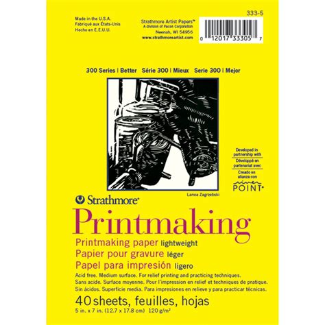Strathmore 300 Series Printmaking, Lightweight, 5"x7" Glue Bound, 40 ...