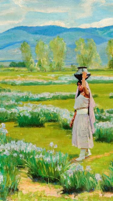 Download wallpaper flowers, pitcher, Taos Pueblo, Bert Geer Phillips ...