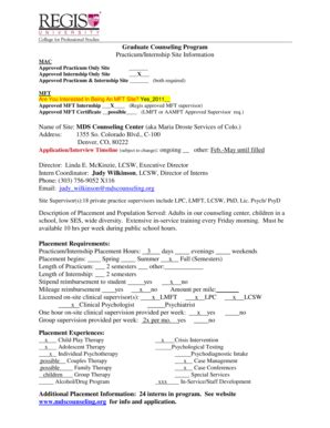 Fillable Online regis MDS Counseling Center - regis Fax Email Print ...