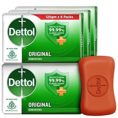 Buy Dettol Original Germ Protection Bathing Soap Bar (Pack of 6 - 125g ...