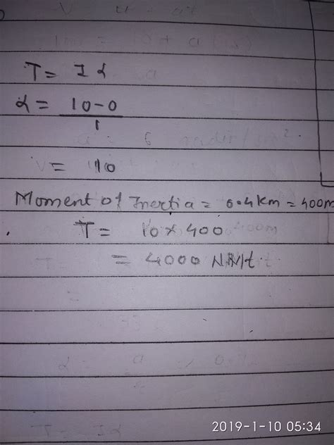 a wheel starting from rest acquires and angular velocity of 10 radian ...