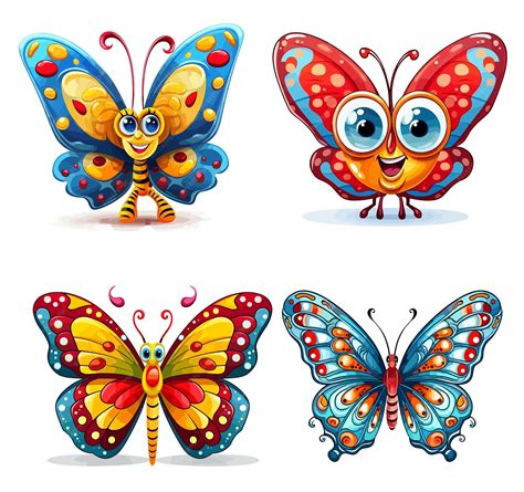 Cartoon Groups Of Butterflies