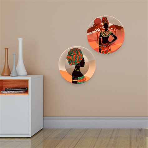 Beautiful Art of African Women Wall Hanging Plates of Two Pieces ...
