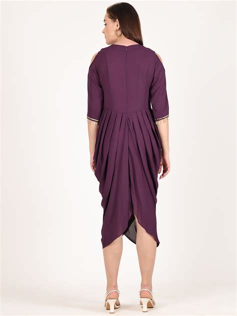 Buy Purple Beaded Yoke Dhoti Dress Online - Chique