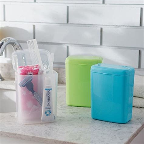 Okayji 2 Partition Plastic Travel Toothbrush Storage Box, 3-Pieces ...