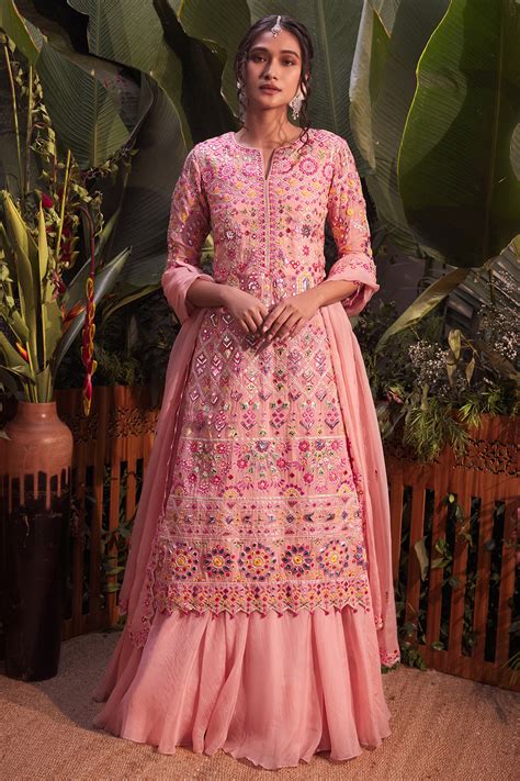 Pink Ektar Organza Jacket Skirt – Aneesh Agarwaal