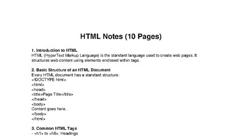HTML Notes: Comprehensive Guide to HTML Basics and Best Practices - Studocu