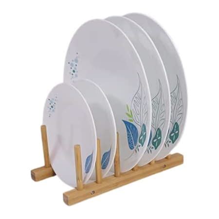 VK HANDICRAFT Wooden Plate Stand Rack for Kitchen Cabinets Dish Stand ...