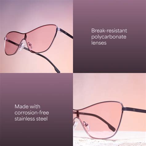 Buy Grey Gradient Gunmetal Full Rim Cat Eye Vincent Chase SHIELD SHADES ...