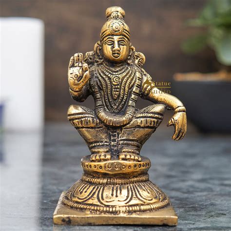 Brass Antique Lord Ayyappan Mini South Indian Idol Puja Room Religious ...
