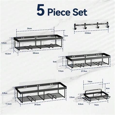 Bathroom Accessories Storage Rack Set, No Drill Bathroom Shower ...