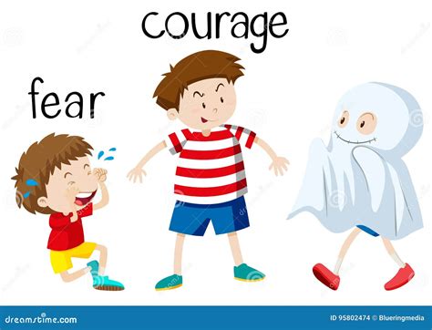 Courage Fear Switch Shows Afraid Or Courageous Stock Image ...